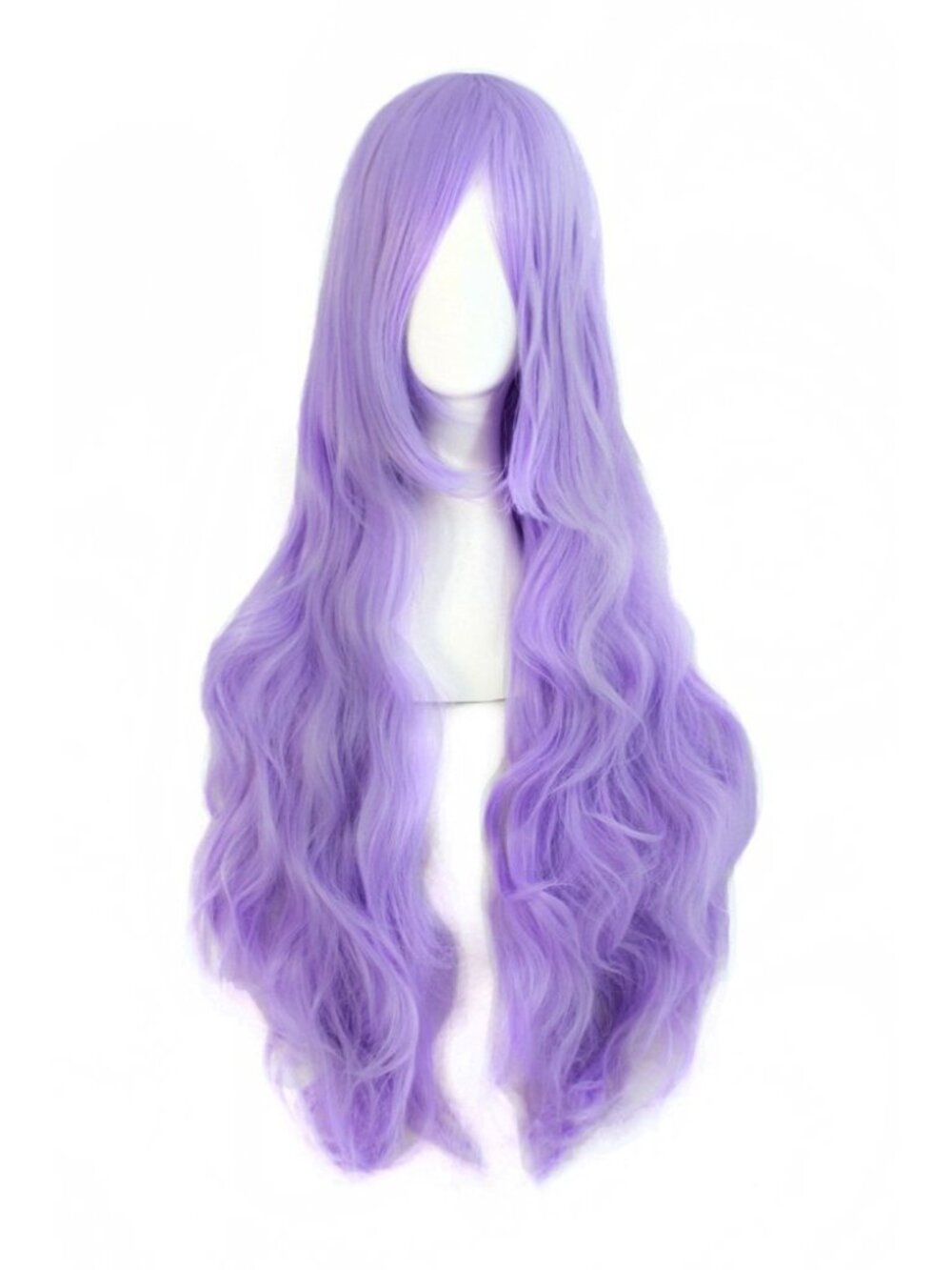 Women's Light Purple 32 Inch Long Hair Spiral Curly Cosplay Wigs With Side Bangs